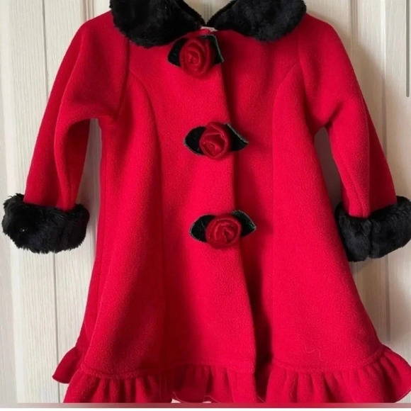 Starting Out Other - Staring Out  18M red Peacoat with red roses cozy and warm Christmas Holiday